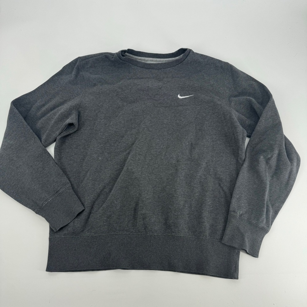 Nike Gray Crew Neck Sweatshirt Mens Pullover Minimalist Classic Essential
